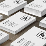 2 Mockups Showing Perspective View of Business Cards in Stacks