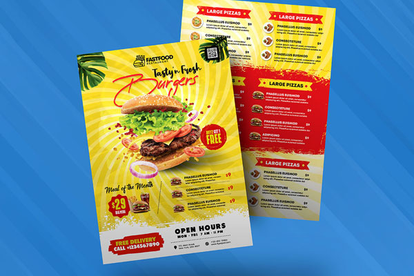 2 Modern Lickerish A4 Size Food Menu Flyer Templates