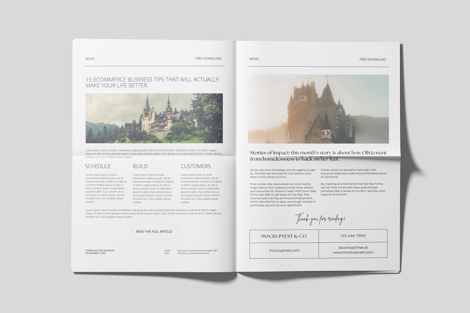 Free 2 Newspaper Mockups in Top Vision PSD Template