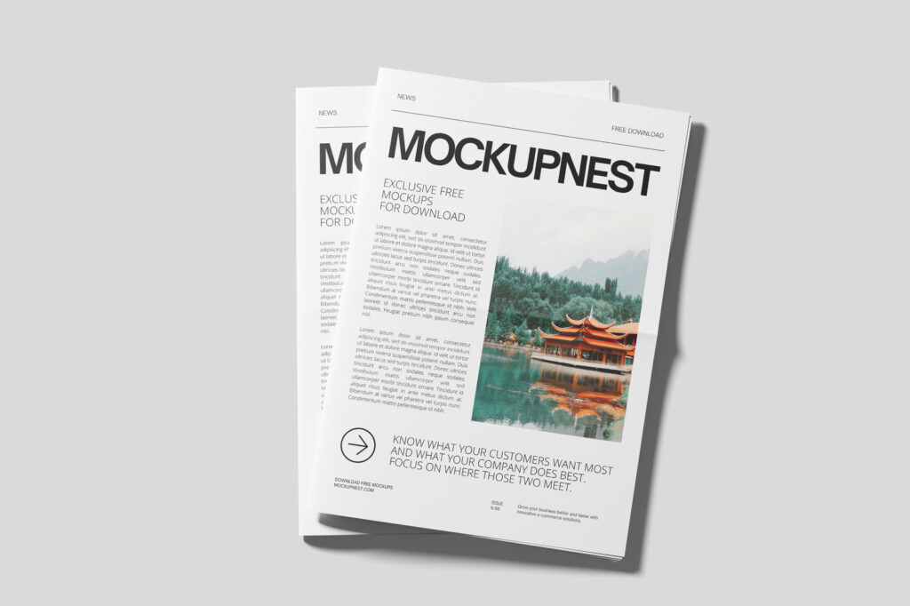2 Newspaper Mockups in Top Vision