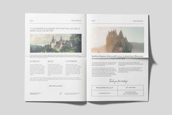 2 Newspaper Mockups in Top Vision