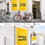 2 Outdoor Concrete Poster Mockups in Urban Setting mockup preview