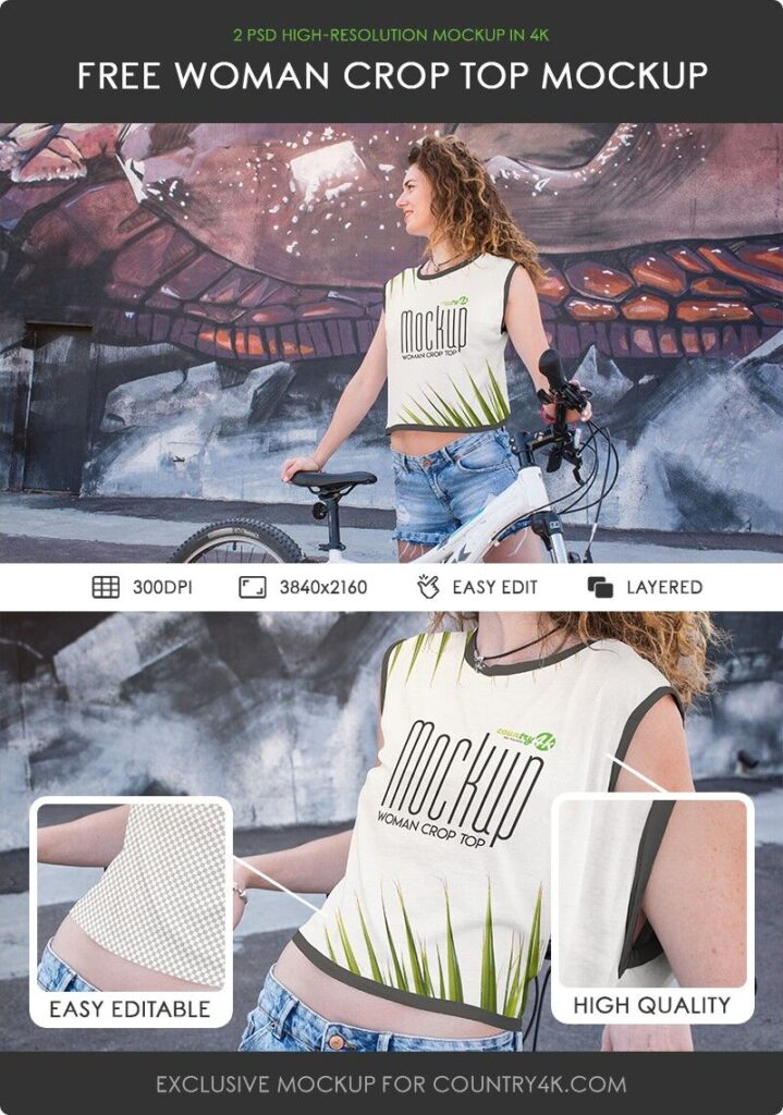 2 Outdoor Mockups Featuring a Woman Wearing a Crop Top