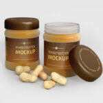 2 Peanut Butter Jar with Peanuts Mockups from Different Views