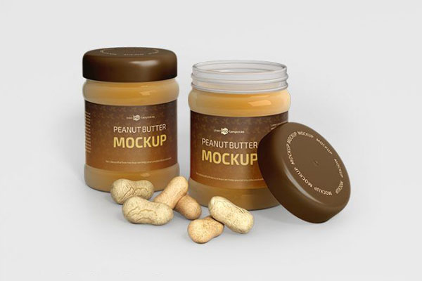 2 Peanut Butter Jar with Peanuts Mockups from Different Views