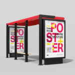 2 Perspective Bus Stop with Citylight Mockups From Back and Front