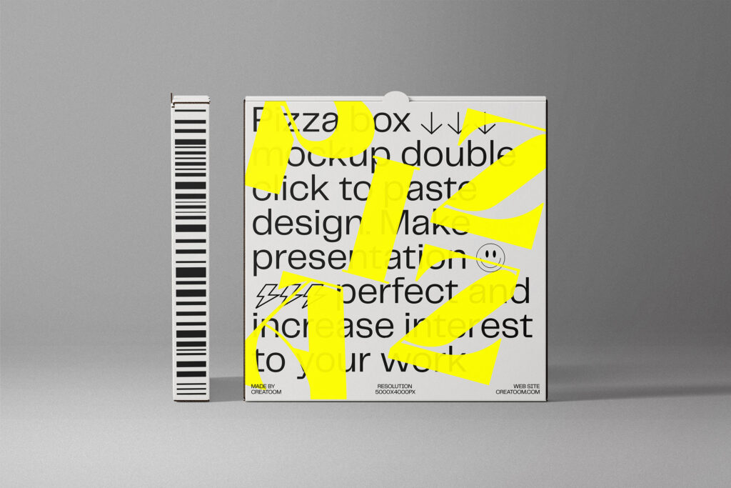 2 Pizza Boxes Mockup in Front and Side View