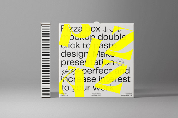 2 Pizza Boxes Mockup in Front and Side View