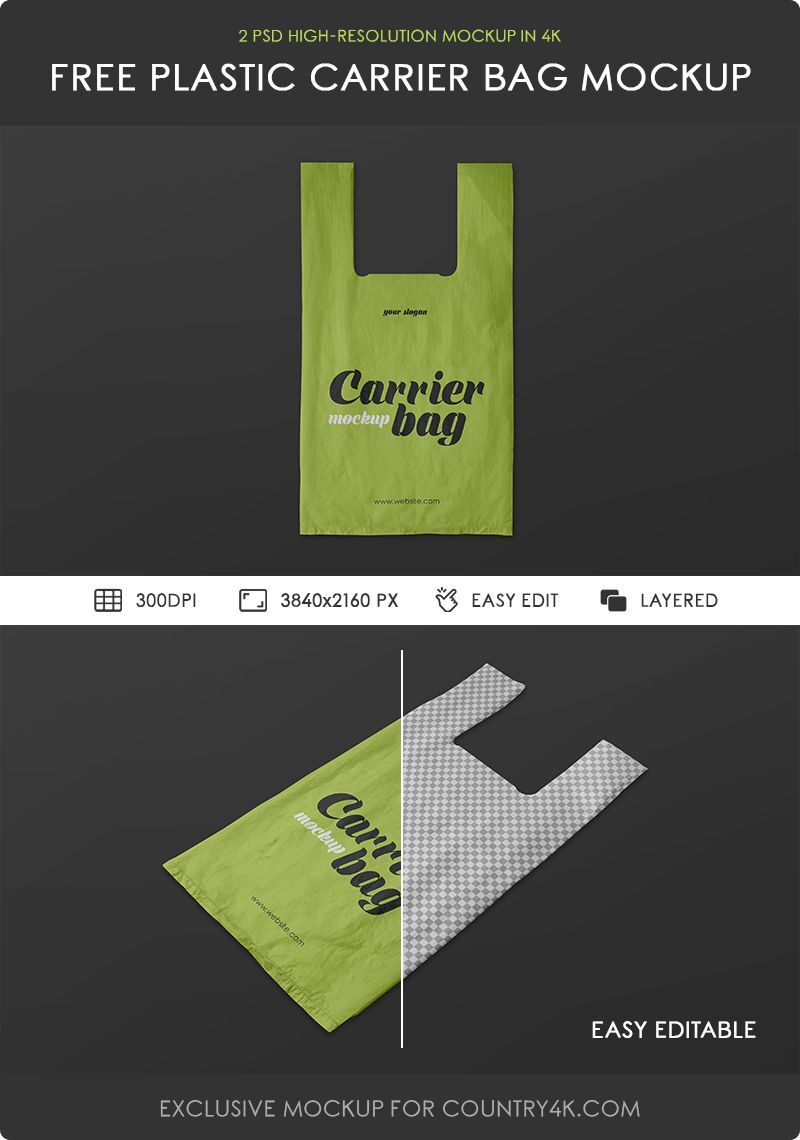 2 Plastic Carrier Bag Mockups in Different Angles FREE PSD