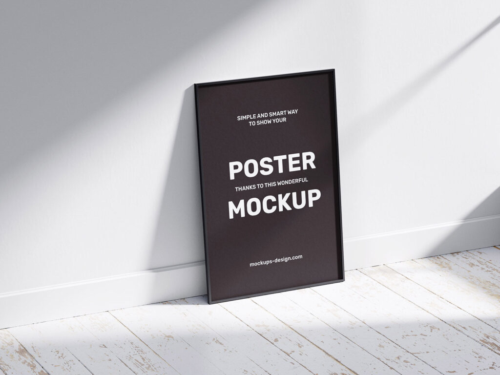 2 Poster Frame Mockups Laid on the Wall