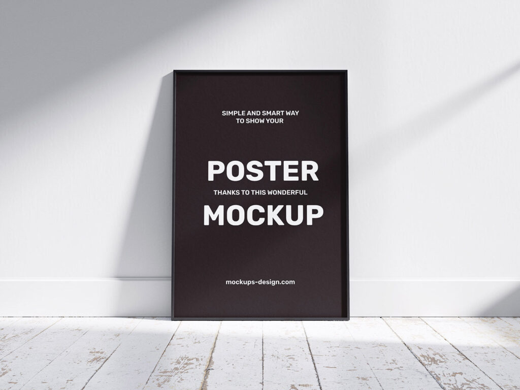 2 Poster Frame Mockups Laid on the Wall
