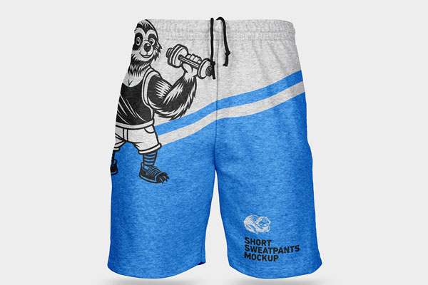 2 Shot of Short Sweatpants Mockup