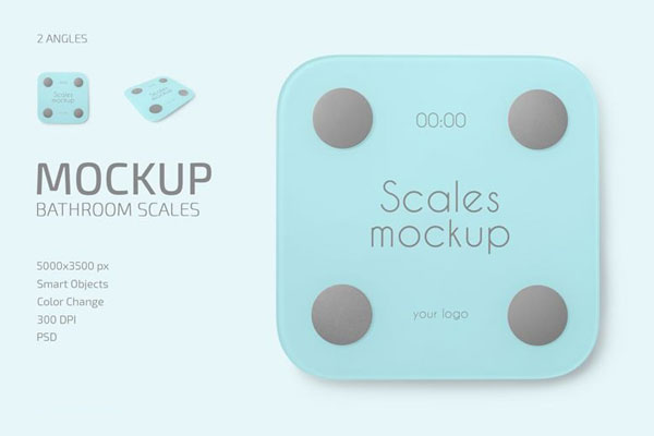 2 Shots of Bathroom Scales Mockup