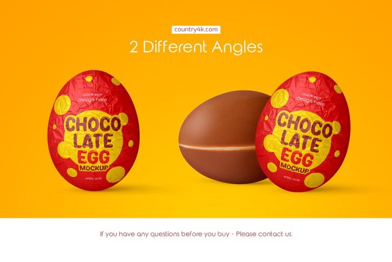 2 Shots of Chocolate Egg in Metallic Foil Mockup