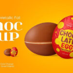 2 Shots of Chocolate Egg in Metallic Foil Mockup