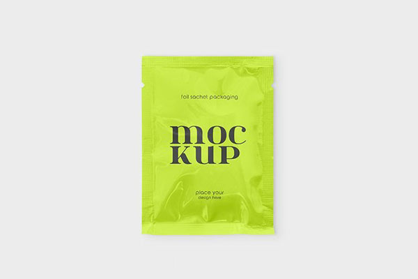 2 Shots of Foil Sachet Packaging Mockups