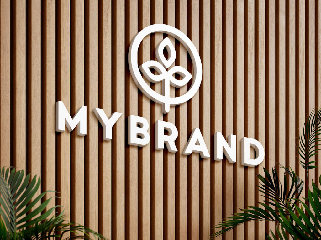 2 Shots of Logo Mockup on Wooden Panels