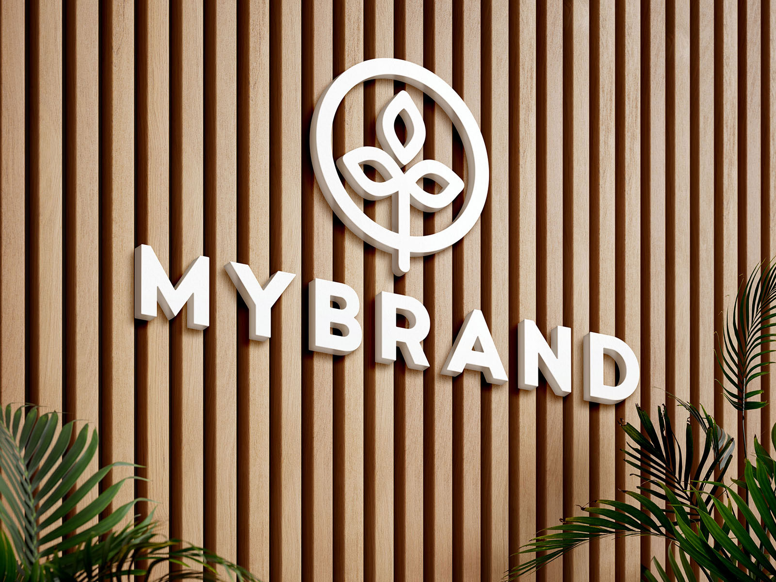 Free 2 Shots of Logo Mockup on Wooden Panels PSD Template