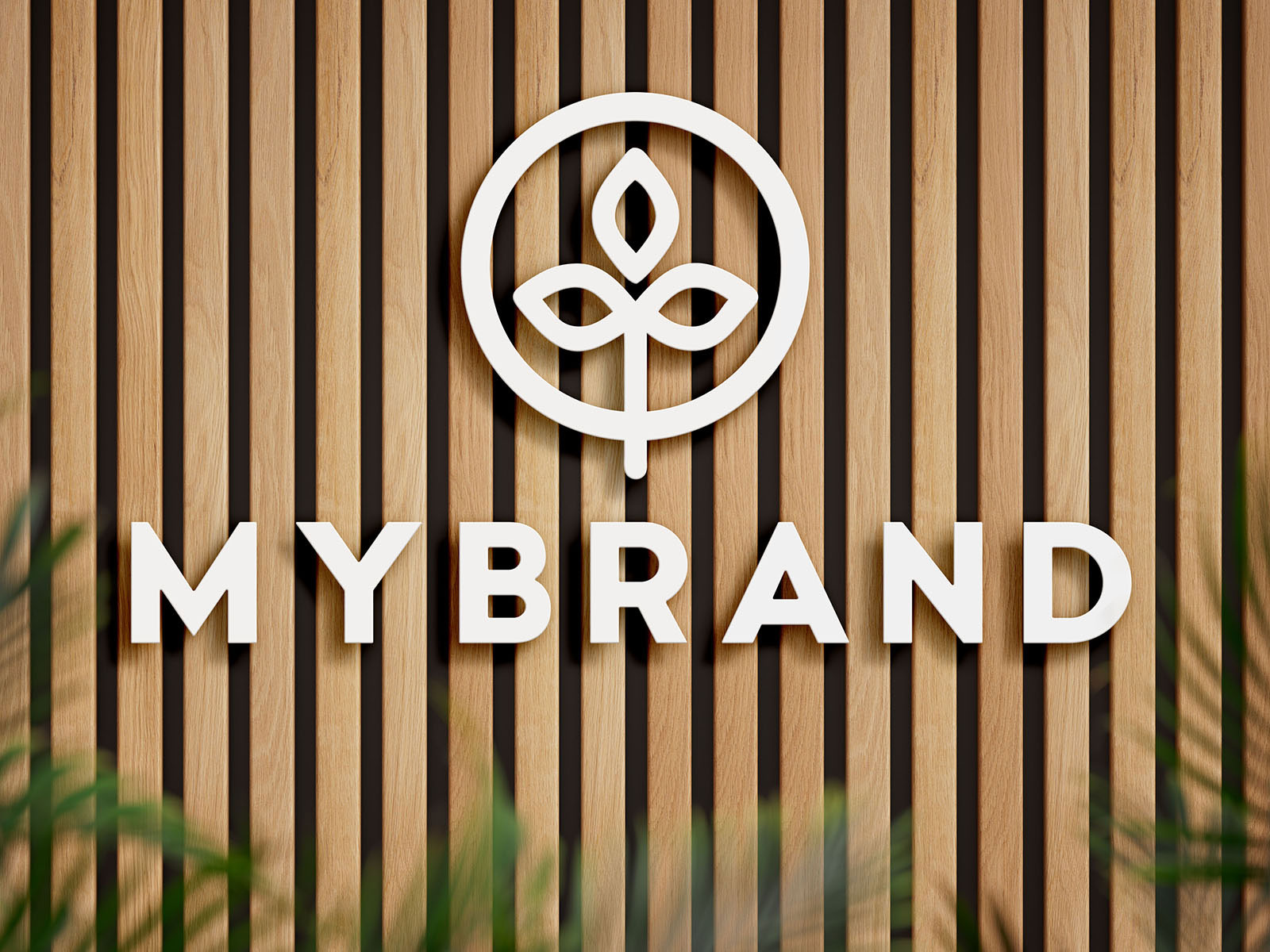 Free 2 Shots of Logo Mockup on Wooden Panels PSD Template