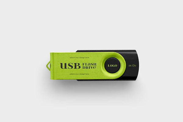 2 Shots of USB Flash Drive Mockup