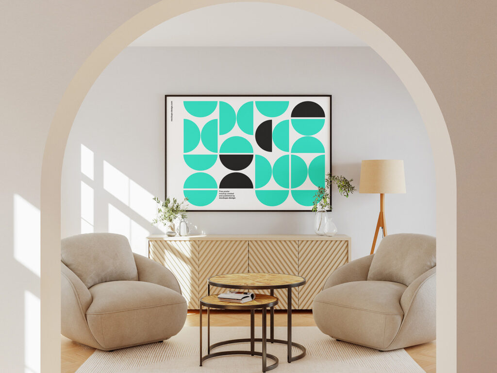 2 Showcase of Poster Mockup in Bright Sunny Room