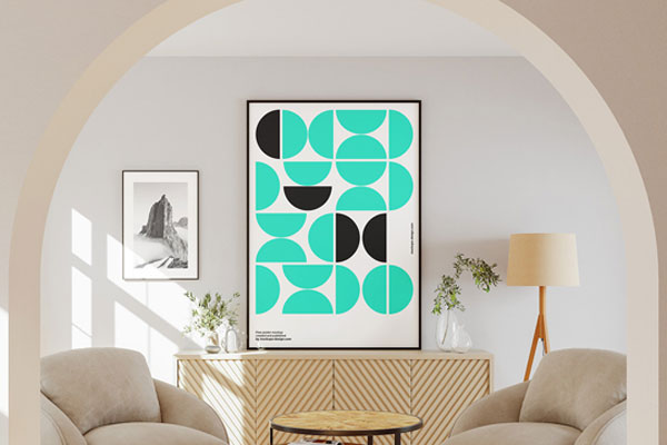 2 Showcase of Poster Mockup in Bright Sunny Room