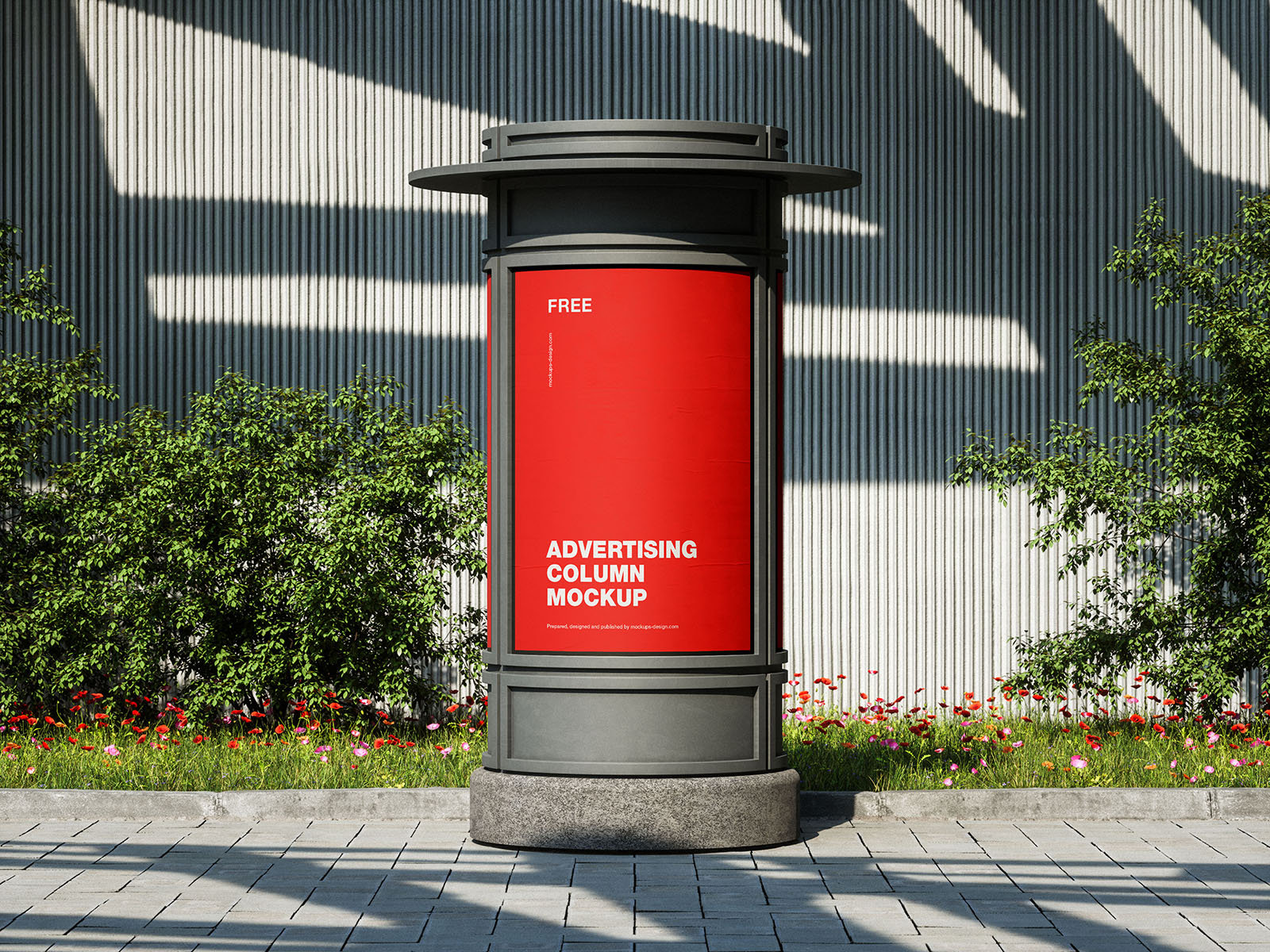 2 Showcases of Advertising Column Mockup FREE PSD