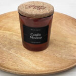 2 Showcases of Candle Jar Mockup in Wooden Plate