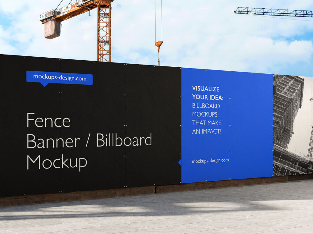 2 Sight Safety Fence Banner Mockups in Construction Zone