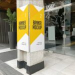 2 Sights of Banner Advertising Mockup on Cement Pole