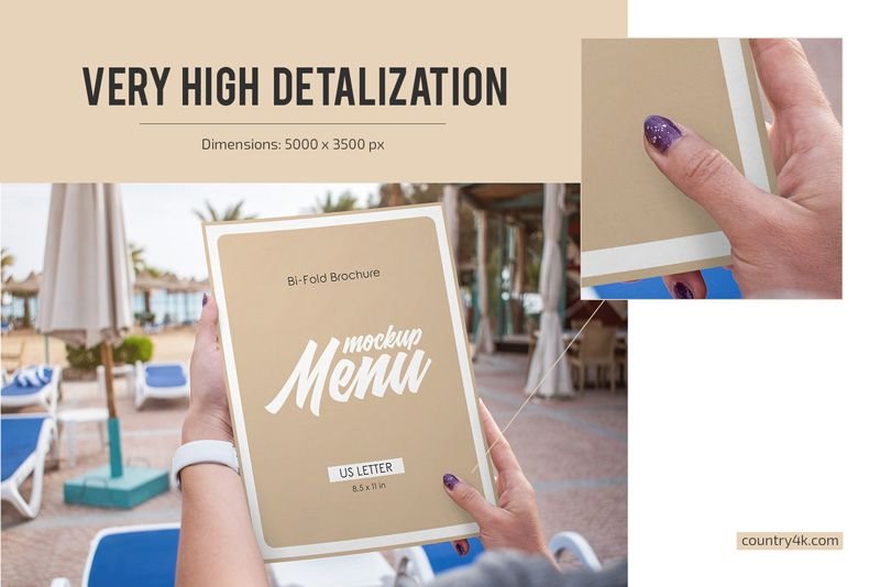 2 Sights of Bi Fold Restaurant Menu Mockup