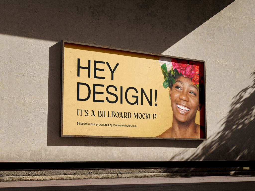 2 Sights of Billboard Mockup on The Wall