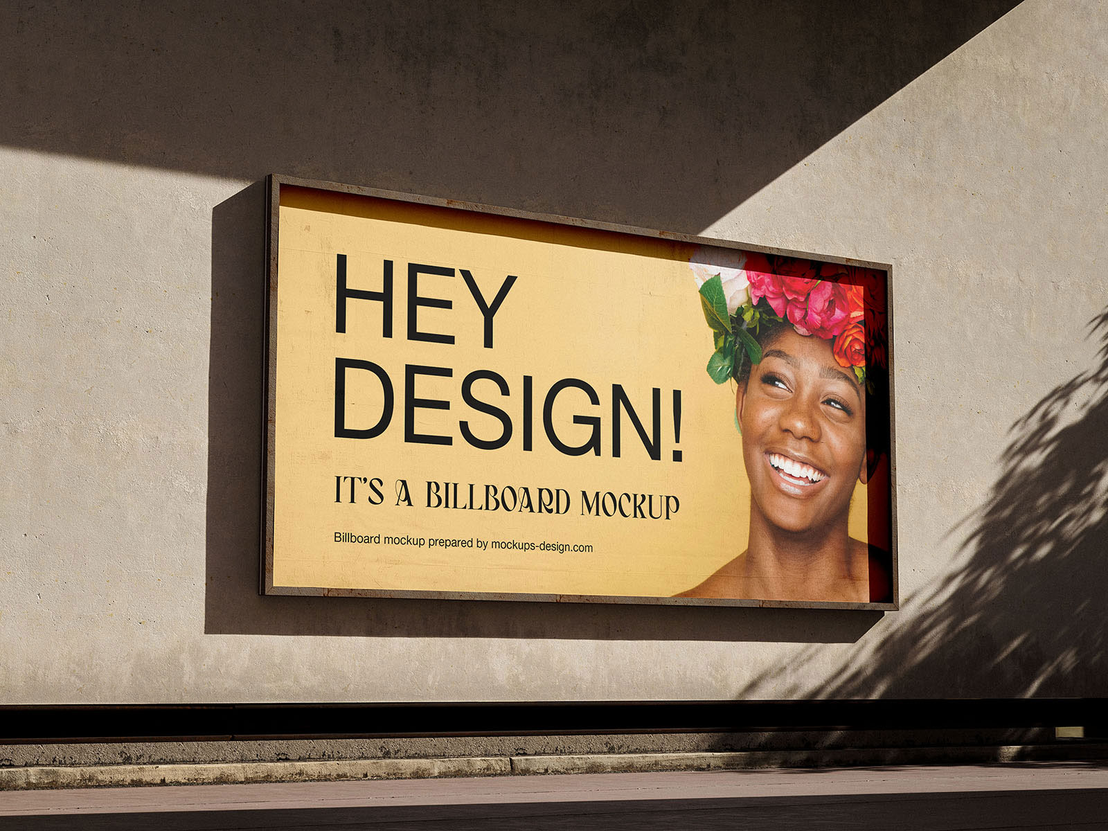Free 2 Sights of Billboard Mockup on The Wall PSD Template