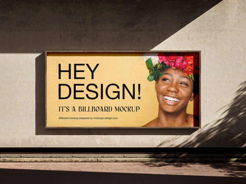 2 Sights of Billboard Mockup on The Wall