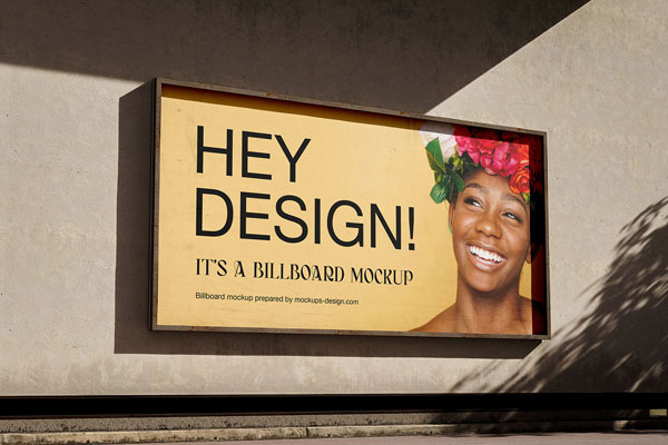 2 Sights of Billboard Mockup on The Wall