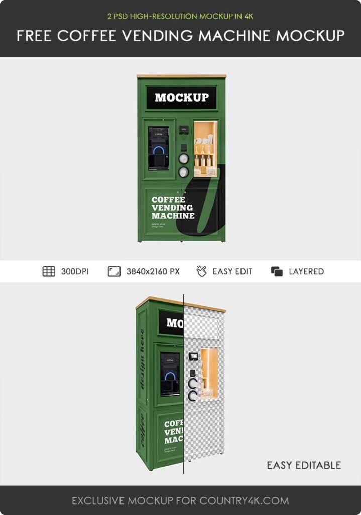 2 Sights of Coffee Vending Machine Mockup