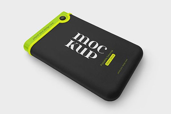 2 Sights of Portable External Hard Drive Mockup