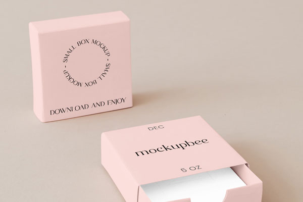 2 Square Small Boxes Mockup in Perspective Sight