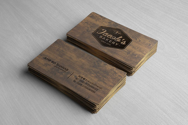 2 Stacks of Wooden Business Cards Mockup