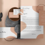 2 Stationery Branding Mockups in Top and Perspective Views
