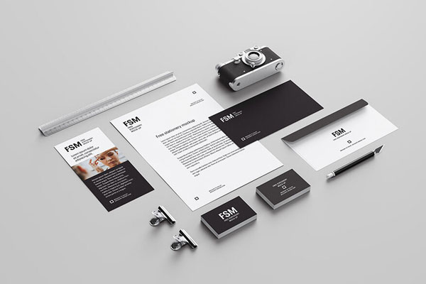 2 Stationery Branding Mockups Including Business Cards, Paper, Envelopes, etc.
