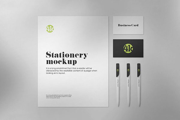 2 Stationery Mockups Including Pens, Business Cards, and Letterhead