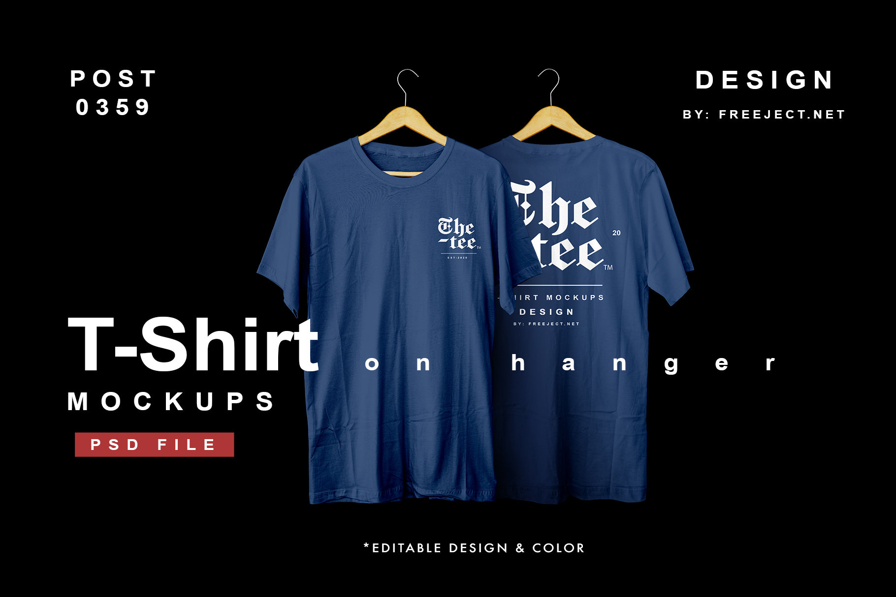 2 T-Shirt Mockup on Hanger in Front Shots FREE PSD