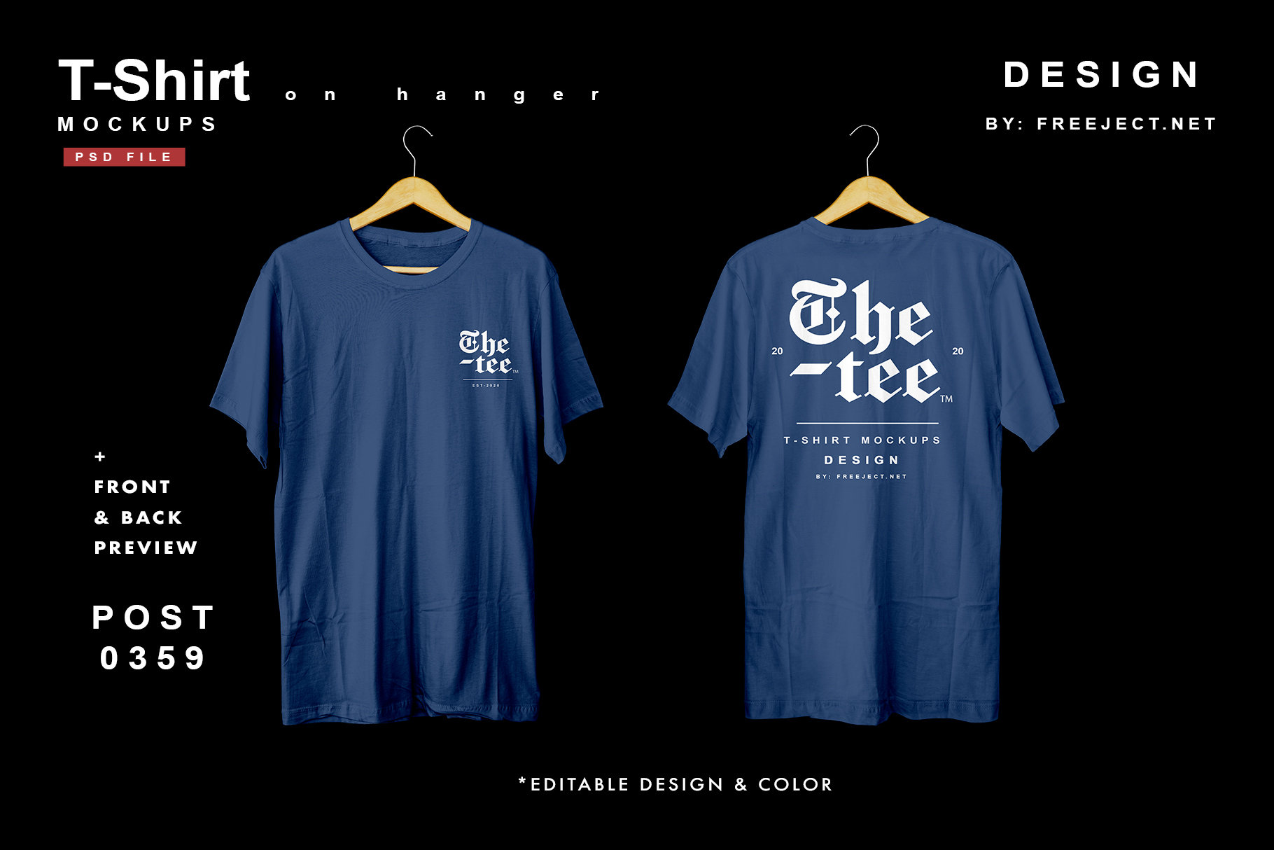 2 T-Shirt Mockup on Hanger in Front Shots FREE PSD