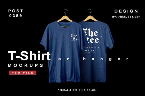 T-Shirt Mockup on Hanger in Front Shots