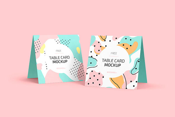 2 Table Card Mockups in Perspective View