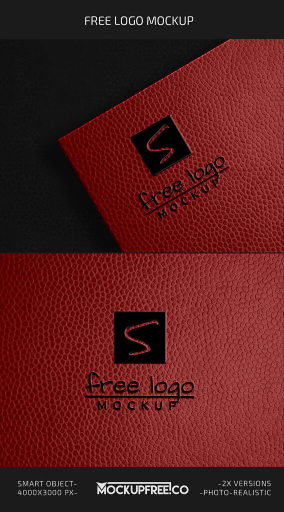 2 Top View Logo Mockups on Bumpy Leather