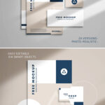 2 Top View Stationery Branding Identity Mockups