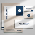 2 Top View Stationery Branding Identity Mockups