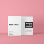 2 Vertical Business Cards Mockup Standing in Front View mockup preview